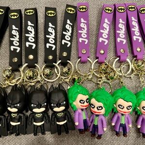 Disney Batman and Joker Keychain Set - Black, Purple, and Green